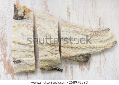 salted cod fish on white background