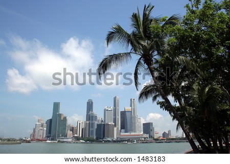 Singapore City Skyline with coconut tree