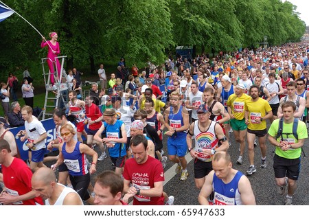 EDINBURGH, SCOTLAND, UK - MAY 23: Runners start  the Edinburgh Marathon , May 23, 2010 in Edinburgh, UK