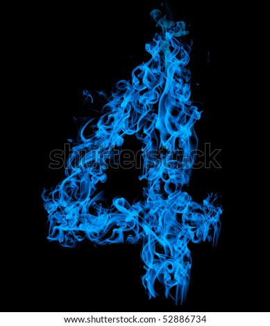 FIRE BLUE NUMBER 4 (see also letters, numbers & symbols in my portfolio)