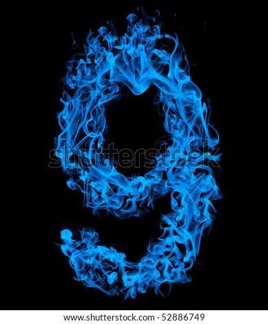 FIRE BLUE NUMBER 9 (see also letters, numbers & symbols in my portfolio)