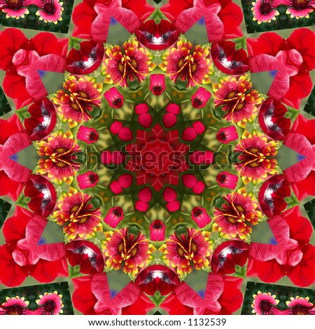 Montage of Red flower photos in a quilt design pattern  - SEE MORE IN MY GALLERY