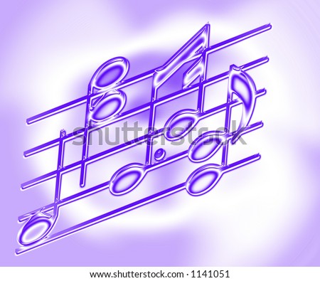 Music Bars & Notes - Illustration on a soft purple pastel background