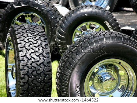 Truck Wheels Tires on New Large Truck Tires With Chrome Rims Stock Photo 1464522