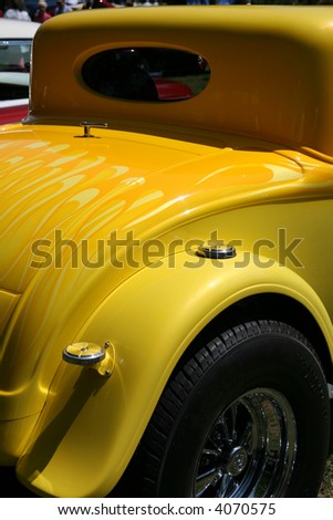 Classic Yellow Sedan Rear View Vintage Auto