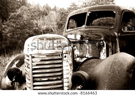 Old Abandoned Rusted Truck Sepia