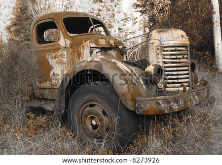 Old Abandoned Rusted Truck Sepia
