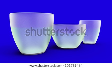 Three empty vase of glass, isolated