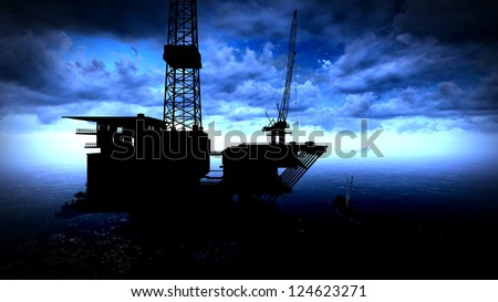 Oil rig  platform in arctic sea