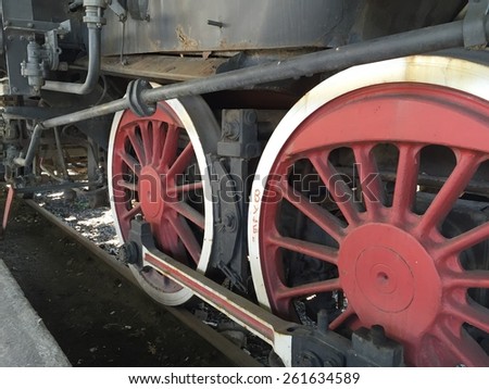 Historic steam engine on tracks