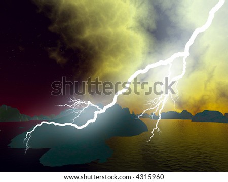 Storms with lightening illustrations