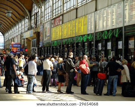 WROCLAW, POLAND - APRIL 26 : Crowd busy with their activity at historical Main Railway Station, April 26, 2009 in Wroclaw, Poland.