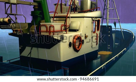 Fishing boat in the storm