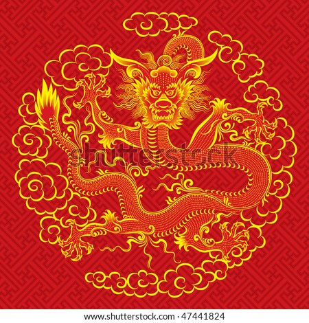 stock vector Red chinese dragon