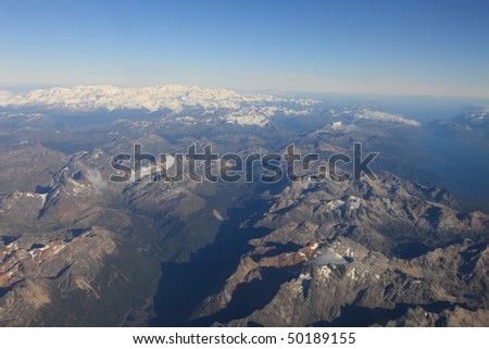 Aerial view of Tierra del Fuego in Argentina