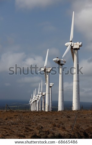 Rusty, run-down wind power station on Big Island, Hawaii