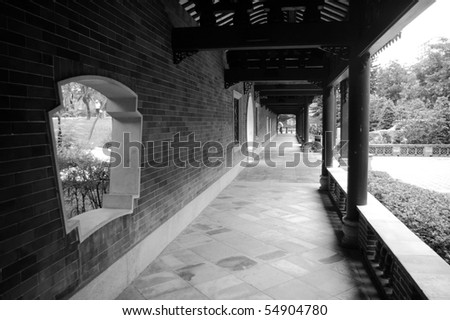 Chinese style garden in black and white