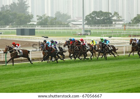 HONG KONG - DEC 12, Cathay Pacific Hong Kong International Races held in Shatin, Hong Kong on 12 December, 2010. It is one of the most important race for jockeys and owners from all across the globe.