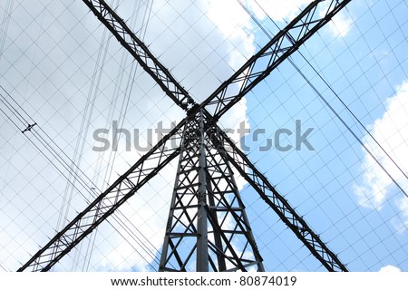 Special type of power transmission tower with cables