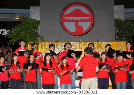 HONG KONG - AUG 24: Lingnan University holds new student orientation every year to welcome freshmen on August 24, 2011, Hong Kong. Christian Choir gives a singing performance.
