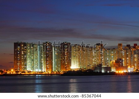 Hong Kong apartment blocks at night