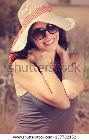 portrait of beautiful 35 years old woman with glasses