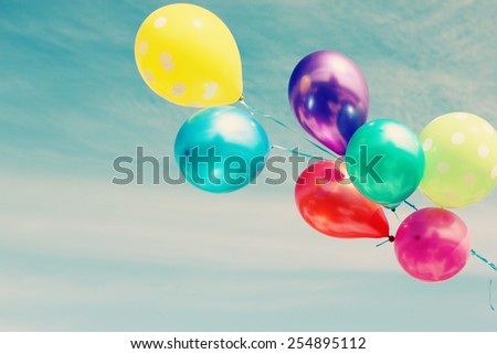 colorful balloons on the background of blue sky