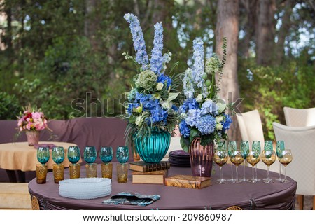 Table setting at a luxury wedding or another catered event