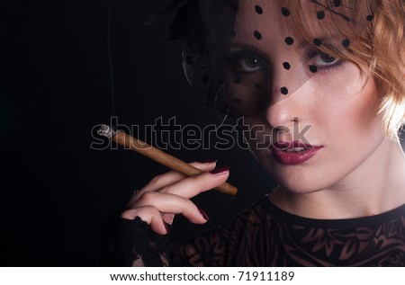Brunette Beauty Smoking