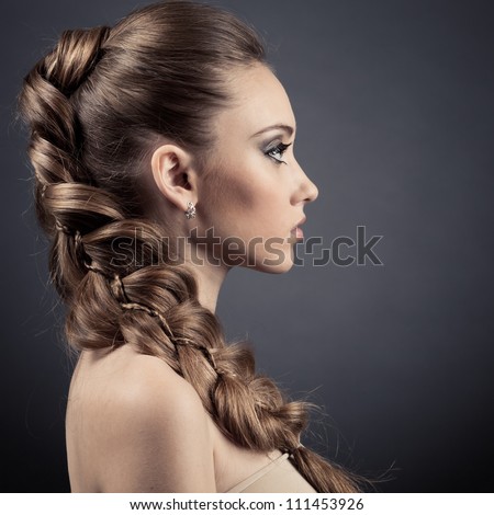 Beautiful Woman Portrait. Long Brown Hair
