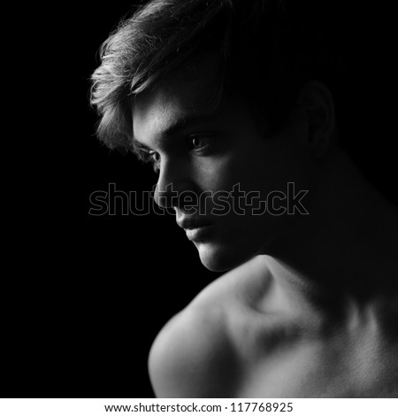 Beautiful man silhouette in Black & White