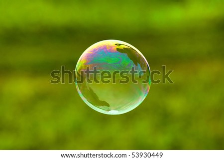 soap bubble on green background