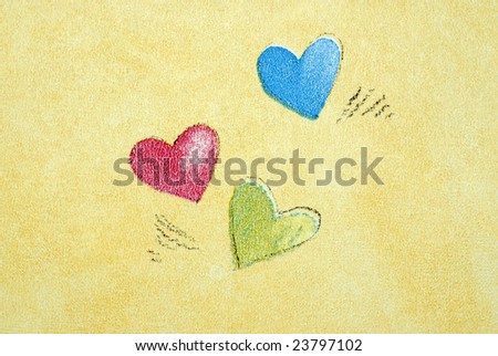 Three hearts on wall