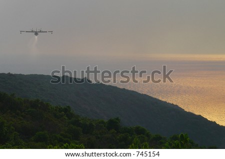 Fire-fighting plane near Calvi, Corsica