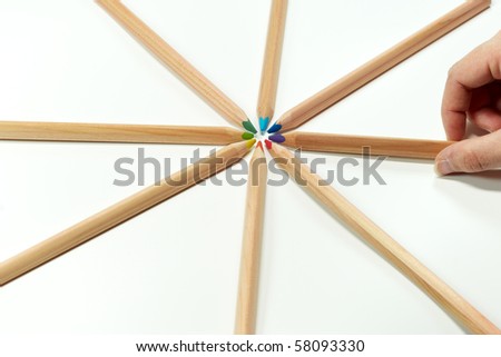 chromatic circle with colored pencil isolated on white