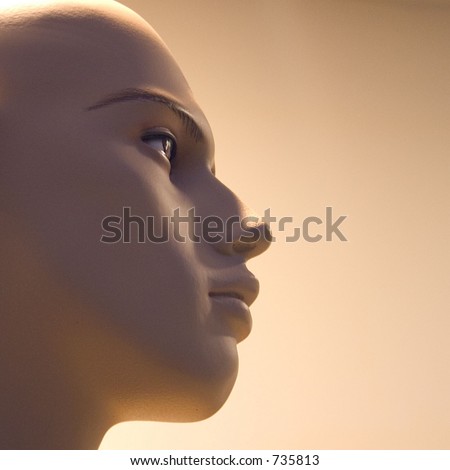 Face of a mannequin in a fashion boutique