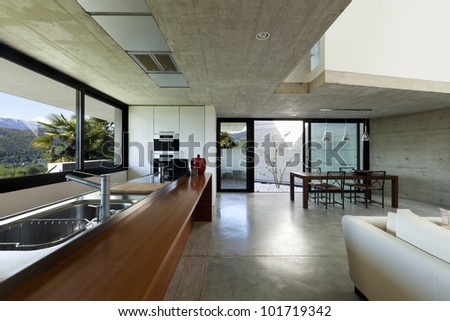 Beautiful Modern House In Cement, Interior, Open Space