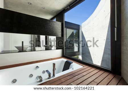 beautiful modern house in cement, interior, bathroom