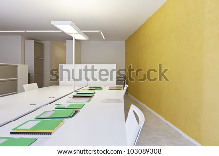 modern office interior design, files on the desk