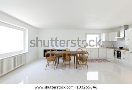 interior house large modern kitchen dining table interior house large modern kitchen dining table