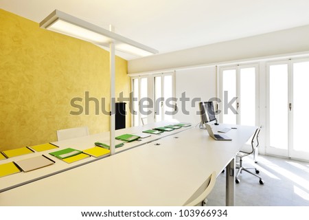 modern office interior design, files on the desk