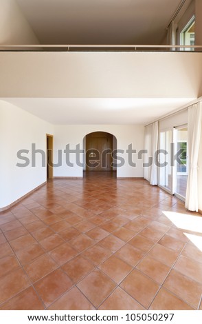 interior home, empty room with terracotta floor