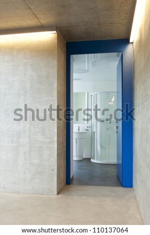 door of entry a flat, corridor, concrete wall