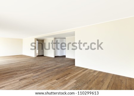 modern interior, wide empty apartment,  wall white