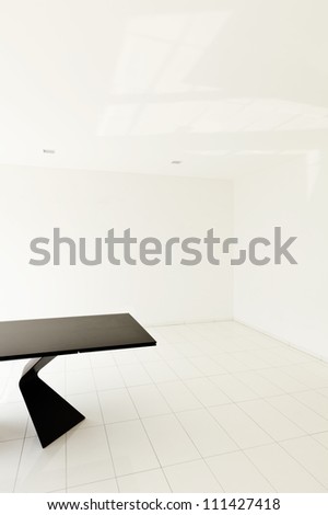 White empty room with black table