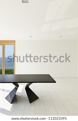 White empty room with black table