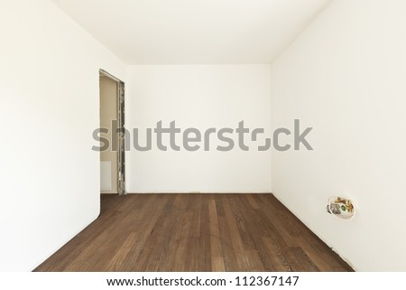 modern interior, empty apartment,  white room with door