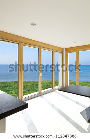 home interior, view of the panoramic window