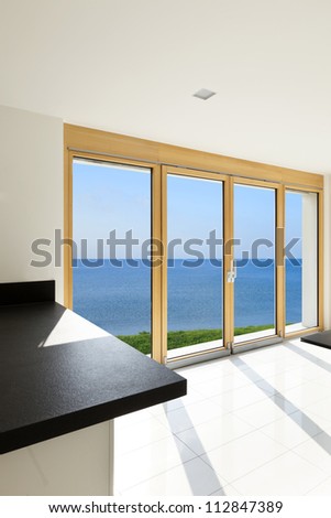 home interior, view of the panoramic window