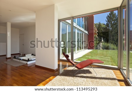 Beautiful House, Modern Style, Room View With A Chair